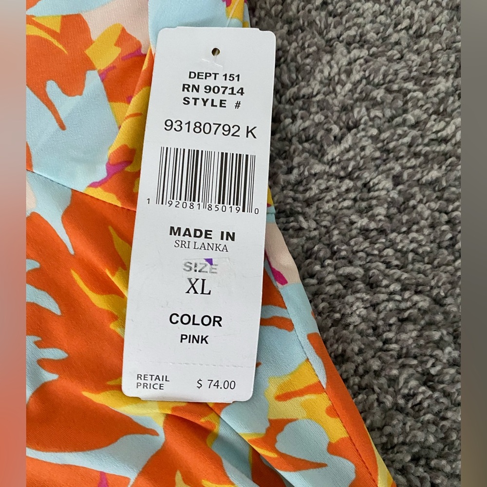 MSK Women's Floral Midi Dress - Pink, Orange, Yellow - Picture 9 of 9